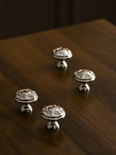 Load image into Gallery viewer, French Vintage Titanium Silver Drawer Knobs, Warm Silver Maximalist Single Hole Furniture Cabinet Pulls