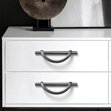 Load image into Gallery viewer, Unique Semicircle Brushed Brass Drawer Pulls | Black Gold Cabinet & Wardrobe Handles, Dresser Knobs, Cupboard Hardware
