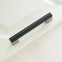 Load image into Gallery viewer, 3.78"-10" Black Leather & Dark Brown Handles, Pulls & Knobs | Cabinet, Drawer & Cupboard Hardware