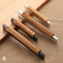 Load image into Gallery viewer, 3.75", 5", 6.3" (96, 128, 160mm) Black Beech & Brushed Steel Matte Aluminum Cabinet Pulls | Bar Handles for Dresser & Drawer