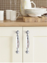 Load image into Gallery viewer, 3.78", 5" (96, 128mm) Glass & Crystal Dresser Handles | Chrome Clear Silver Black Modern Drawer Pulls, Cupboard & Cabinet Knobs, Home Hardware