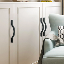 Load image into Gallery viewer, 3.78", 5.0", 7.55", 11.3" (96, 128mm) Arch Bridge Cabinet Handles | Black & Dark Gray Dresser Knobs, Drawer Pulls, Wardrobe & Cupboard Handles