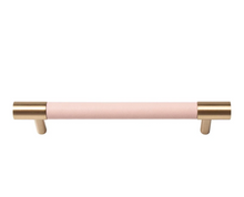 Load image into Gallery viewer, Brass dark blue leather knobs X 50 pcs, Brass pink leather 5" handles X 50 pcs