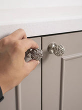 Load image into Gallery viewer, Mid Century Hollow Spherical Brass Cabinet Pull, Titanium Silver Small Handle for Cabinet & Drawer