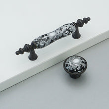 Load image into Gallery viewer, 3" (76mm) Antique Black Flower Ceramic Knobs & Pulls | Dresser, Drawer, Kitchen Cabinet & Door Hardware