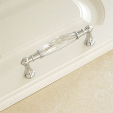 Load image into Gallery viewer, 3.78" & 5" Glass Kitchen Pulls | Modern Crystal Drawer & Dresser Knobs | Chrome, Clear, Silver Cabinet & Closet Handles