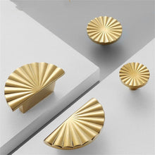 Load image into Gallery viewer, Solid Brass Round Sun Knobs & Pulls | Gold Chrome | Cabinet, Drawer, Dresser & Kitchen Hardware