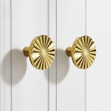 Load image into Gallery viewer, Solid Brass Round Sun Knobs & Pulls | Gold Chrome | Cabinet, Drawer, Dresser & Kitchen Hardware