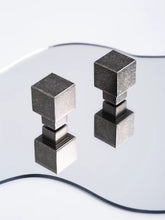Load image into Gallery viewer, Vintage Industrial Cube Brass Cabinet Knob, Antique Silver Finish Minimalist Dark Gray Single Hole Drawer Pull