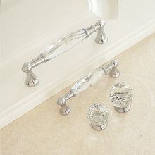 Load image into Gallery viewer, 3.78" & 5" Glass Kitchen Pulls | Modern Crystal Drawer & Dresser Knobs | Chrome, Clear, Silver Cabinet & Closet Handles