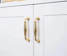 Load image into Gallery viewer, 3.78", 5" Hammered Gold Brass Kitchen Pulls | Luxurious Cabinet Door & Dresser Knobs, Wardrobe & Drawer Handles