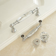 Load image into Gallery viewer, 3.78" & 5" Glass Kitchen Pulls | Modern Crystal Drawer & Dresser Knobs | Chrome, Clear, Silver Cabinet & Closet Handles