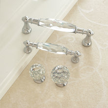 Load image into Gallery viewer, 3.78" & 5" Glass Kitchen Pulls | Modern Crystal Drawer & Dresser Knobs | Chrome, Clear, Silver Cabinet & Closet Handles