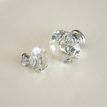 Load image into Gallery viewer, Silver Clear Glass & Crystal Knobs | Dresser & Drawer Pulls, Cupboard & Kitchen Cabinet Door Handles, Hardware
