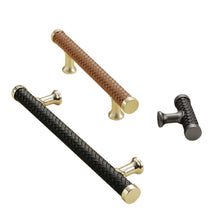 Load image into Gallery viewer, 3"-12.6" Unique Leather Knobs, Pulls & Handles (Brown, Black) | Cabinet, Dresser, Kitchen Cupboard, Wardrobe & Closet Hardware