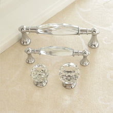 Load image into Gallery viewer, 3.78" & 5" Glass Kitchen Pulls | Modern Crystal Drawer & Dresser Knobs | Chrome, Clear, Silver Cabinet & Closet Handles