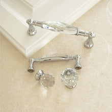 Load image into Gallery viewer, 3.78" & 5" Glass Kitchen Pulls | Modern Crystal Drawer & Dresser Knobs | Chrome, Clear, Silver Cabinet & Closet Handles