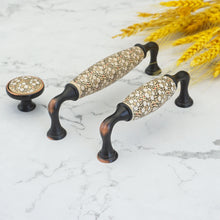 Load image into Gallery viewer, 3.78"-5.0" (96mm) Ceramic & Brass Pulls, Knobs & Handles | Brown White, Vintage Rural Chic | Kitchen, Cabinet, Drawer & Dresser Hardware