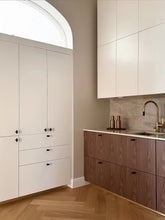Load image into Gallery viewer, Matte Black Minimalist Olive Brass Pull Handles, Simple Unique Knobs for Wardrobes, Cabinets and Shoe Cabinets
