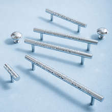 Load image into Gallery viewer, 3", 3.78", 5.0", 6.3", 8.8", 12.6" Hammered Solid Brass & Chrome Drawer Pulls | Cabinet & Dresser Knobs, Hardware