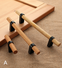 Load image into Gallery viewer, 3.75", 5", 6.3" (96, 128, 160mm) Black Beech & Brushed Steel Matte Aluminum Cabinet Pulls | Bar Handles for Dresser & Drawer