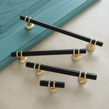 Load image into Gallery viewer, 3.78", 5.0", 6.3", 7.55" Black & Gold Modern Drawer Pulls | Kitchen Cabinet, Wardrobe & Closet Handles, Dresser Knobs, Door Pulls