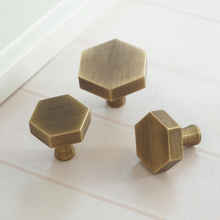 Load image into Gallery viewer, Hexagon Antique Bronze, Bright Brass & Brass Knobs, Pulls & Handles | Kitchen Cabinet, Drawer, Dresser & Door Hardware