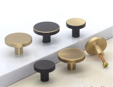 Load image into Gallery viewer, Brass Black & Bronze Vintage Retro Round Knobs | Cabinet Door Handles, Drawer & Dresser Pulls