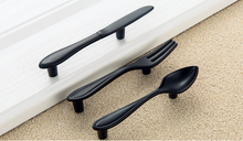 Load image into Gallery viewer, 3" (76mm) Spoon Fork Knife Pulls | Black, Bright Silver, Gold & Bronze Kitchen Cabinet, Drawer & Cupboard Handles, Knobs