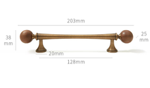 Load image into Gallery viewer, Mid-Century Modern Brass Walnut Drawer Handle | Antique Brass French Retro Wardrobe Cabinet Pull for Kids Room