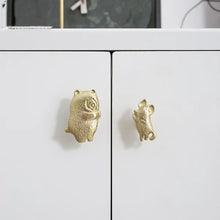 Load image into Gallery viewer, Hand Cast Gold Brass Animal Knobs, Original Cute Small Handles for Children’s Cabinets, Drawers and Wardrobes