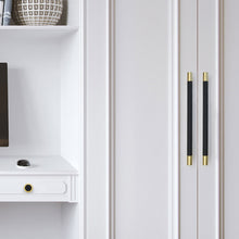 Load image into Gallery viewer, 3"-10" Black Leather Pulls, Knobs & Handles | Cabinet, Dresser, Drawer & Kitchen Hardware