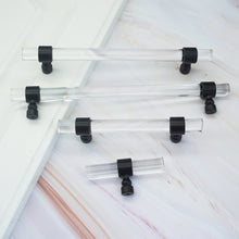 Load image into Gallery viewer, Custom Black & Clear Acrylic Cabinet Door Handles | Kitchen & Bathroom Drawer Pulls, Dresser Knobs