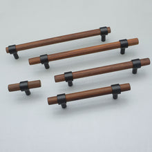 Load image into Gallery viewer, Adjustable Black Hardware & Walnut Wood Knobs, Pulls & Handles | Kitchen, Cabinet, Drawer & Dresser Hardware