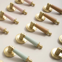 Load image into Gallery viewer, Multi-Color Leather Loop Brass Pendant Knobs, Cute Single Hole Pulls for Children’s Wardrobe & Drawers