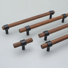 Load image into Gallery viewer, Adjustable Black Hardware & Walnut Wood Knobs, Pulls & Handles | Kitchen, Cabinet, Drawer & Dresser Hardware