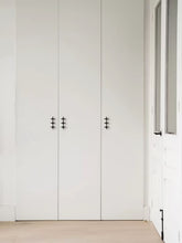 Load image into Gallery viewer, Minimalist Black Brass Cross Pull Handles, Original Designer Hardware for Cabinets, Wardrobes and Drawers