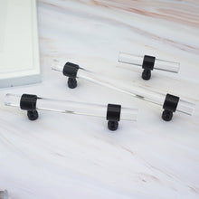 Load image into Gallery viewer, Custom Black & Clear Acrylic Cabinet Door Handles | Kitchen & Bathroom Drawer Pulls, Dresser Knobs