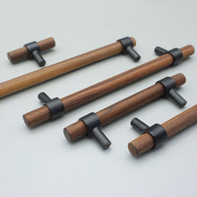 Load image into Gallery viewer, Adjustable Black Hardware & Walnut Wood Knobs, Pulls & Handles | Kitchen, Cabinet, Drawer & Dresser Hardware
