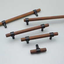 Load image into Gallery viewer, Adjustable Black Hardware & Walnut Wood Knobs, Pulls & Handles | Kitchen, Cabinet, Drawer & Dresser Hardware