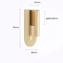 Load image into Gallery viewer, Track Design Brushed Brass Drawer Pulls | Unique Kitchen Cabinet & Wardrobe Cupboard Handles, Dresser Knobs, Pulls