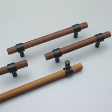 Load image into Gallery viewer, Adjustable Black Hardware & Walnut Wood Knobs, Pulls & Handles | Kitchen, Cabinet, Drawer & Dresser Hardware