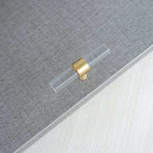 Load image into Gallery viewer, 2.5"-10" Acrylic & Brass Clear/Crystal Pulls, Knobs & Handles | Drawer, Dresser, Cabinet & Bathroom Hardware