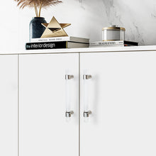 Load image into Gallery viewer, 3.0"-14.0" Customizable Clear Silver Lucite/Acrylic Pulls & Knobs | Dresser, Wardrobe, Drawer & Cabinet Hardware