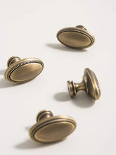 Load image into Gallery viewer, French Oval Brass Cabinet Pull, Recessed Drawer Knob, Antique Bronze Small Furniture Handle for Cupboard Dresser