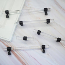 Load image into Gallery viewer, Custom Black & Clear Acrylic Cabinet Door Handles | Kitchen & Bathroom Drawer Pulls, Dresser Knobs