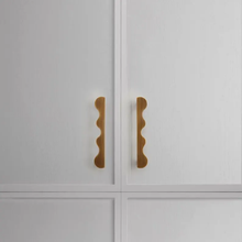 Load image into Gallery viewer, Antique Brass Wavy Cabinet Pull, Modern Minimalist Drawer Knob, Rustic Wardrobe & Kitchen Hardware