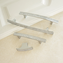 Load image into Gallery viewer, 3.78", 5", 6.3" Silver Crystal Dresser Knobs | Rhinestone Glass Drawer Pulls, Cabinet & Kitchen Handles, Hardware