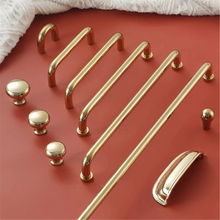 Load image into Gallery viewer, 1.25", 3", 3.78", 5", 6.3", 8.8", 12.6" Minimalist Chrome & Polished Gold Cabinet Pulls | Solid Brass Kitchen Knobs, Drawer & Door Handles