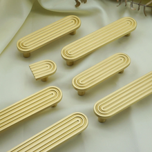 Load image into Gallery viewer, 2.5"-5" Unique Solid Brass Track Design Knobs, Pulls & Handles | Kitchen, Cabinet, Drawer, Cupboard & Dresser Hardware